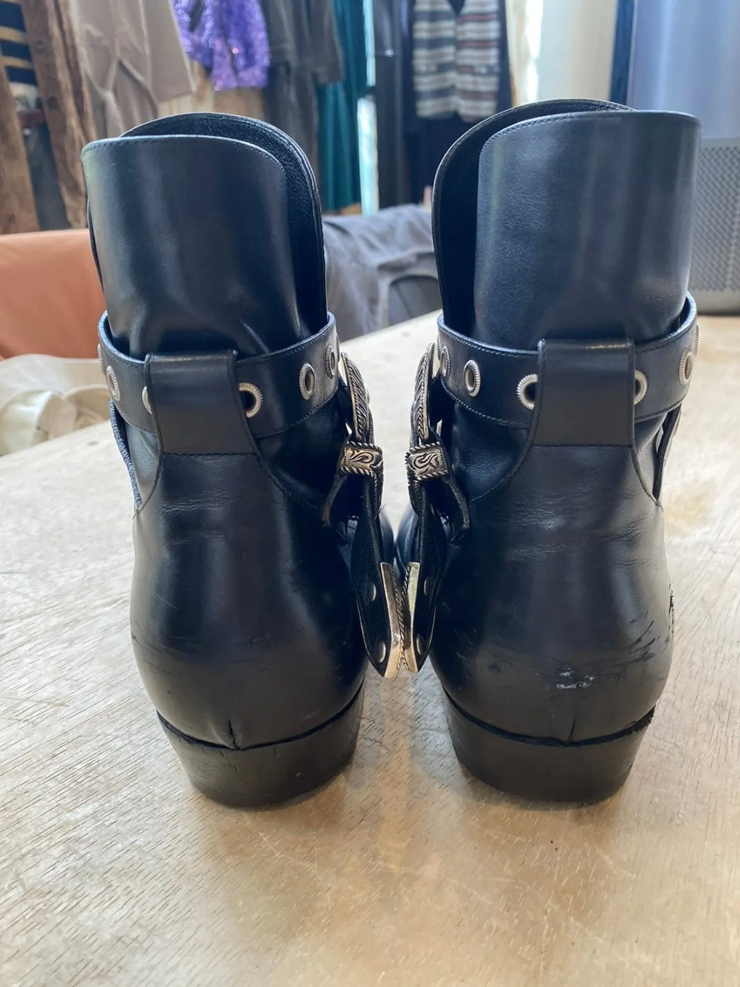 Saint Laurent SS14 Western Buckle Duckies Boots
