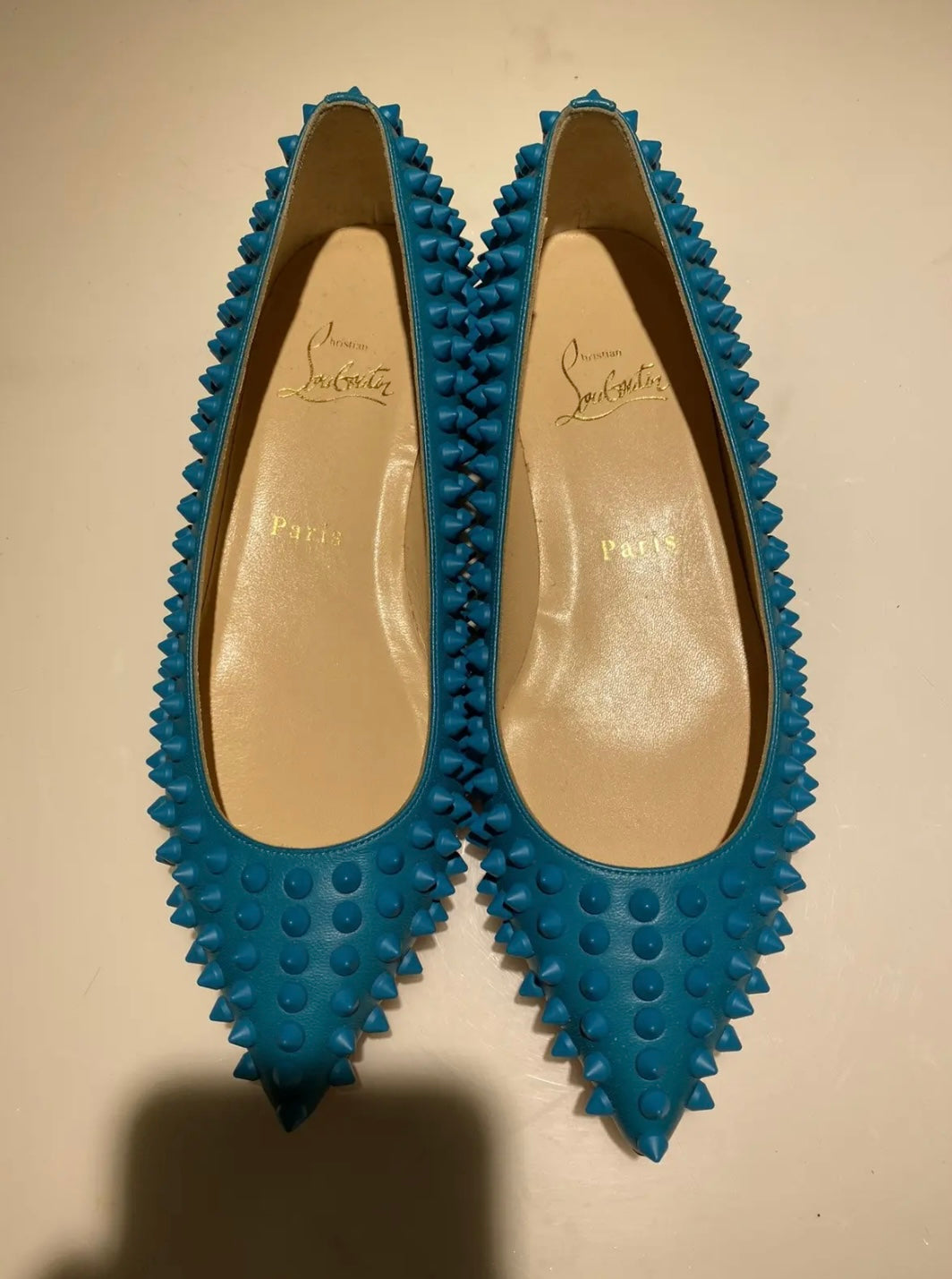 Christian Louboutin Turquoise Leather Flats