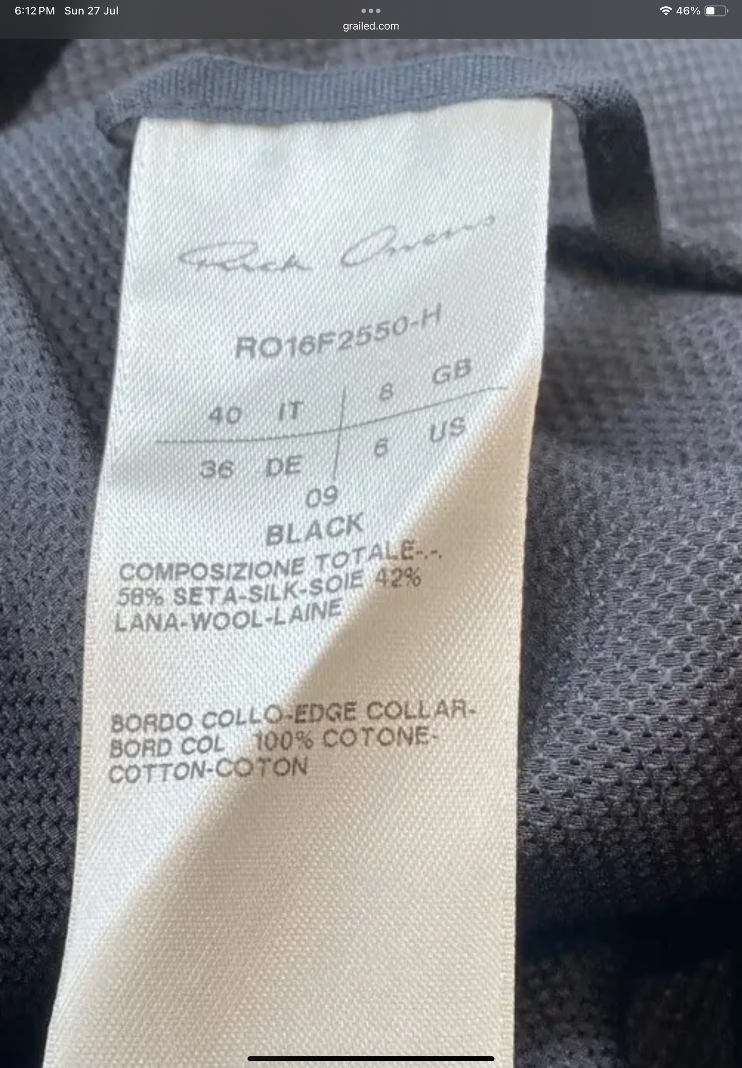 Rick Owens FW16 Mastodon Jumpsuit (Bodybag)