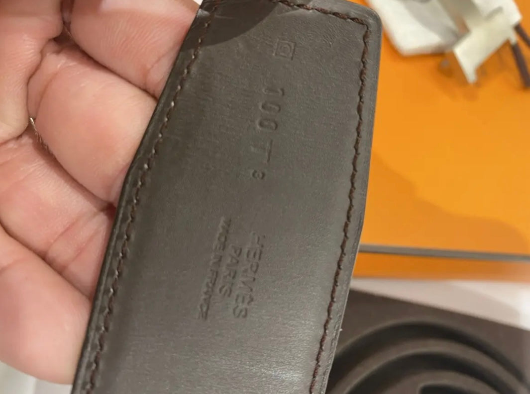 Hermès Silver H Reversible Leather Belt (Non-Shiny Buckle) – Brand New