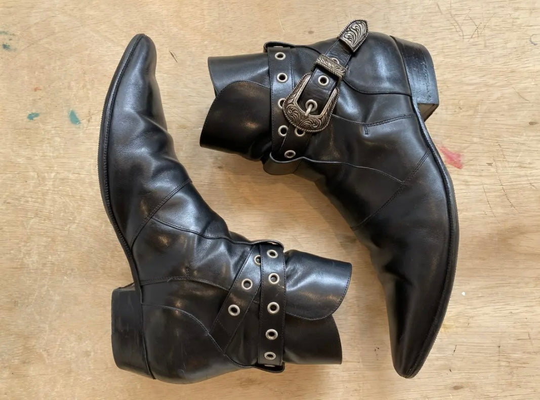 Saint Laurent SS14 Western Buckle Duckies Boots