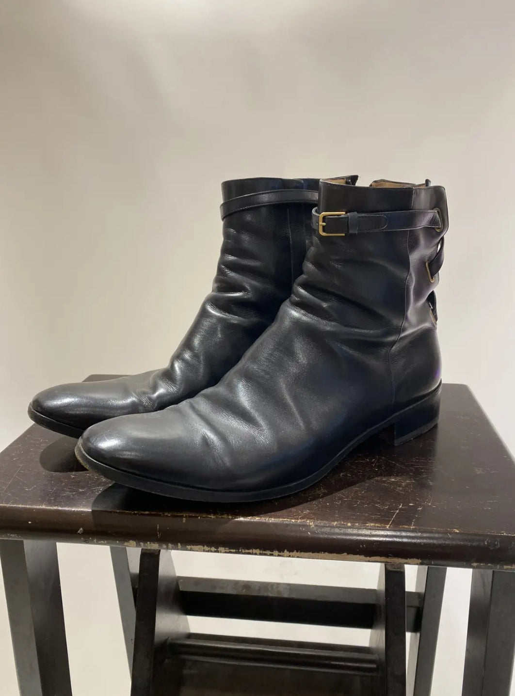 Yves Saint Laurent Back Lace Zip up Ankle Boots