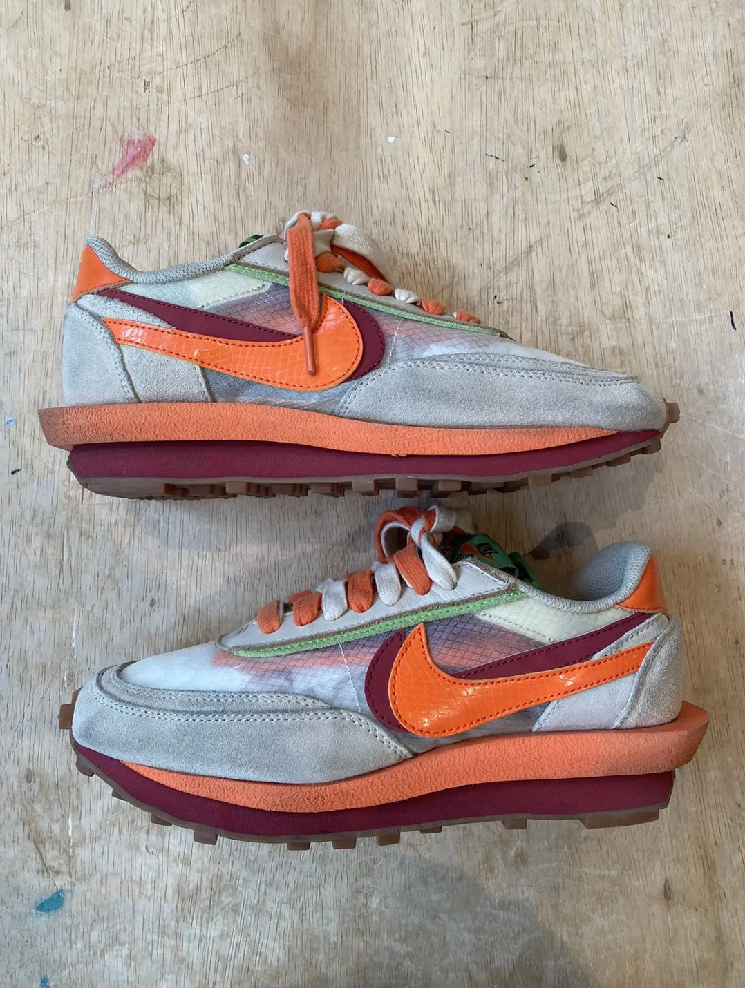 Nike LDWaffle sacai × CLOT “Kiss of Death – Net Orange Blaze”