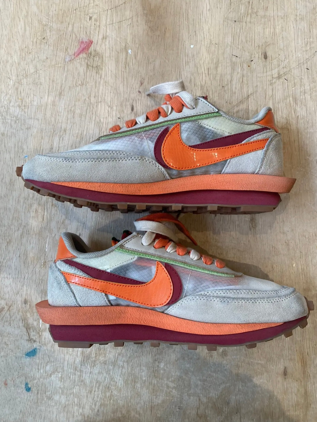 Nike LDWaffle sacai × CLOT “Kiss of Death – Net Orange Blaze”