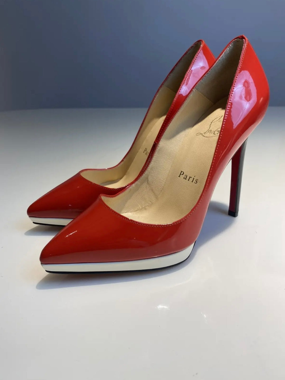 Christian Louboutin Red Patent Pigalle Plato Heels