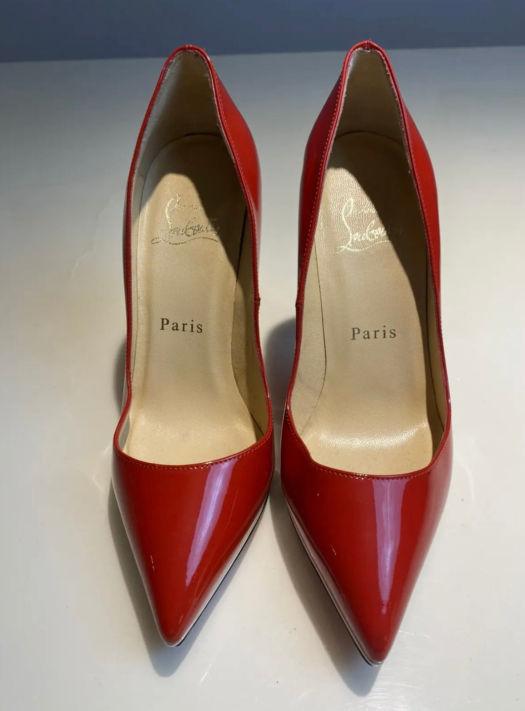Christian Louboutin Red Patent Pigalle Plato Heels