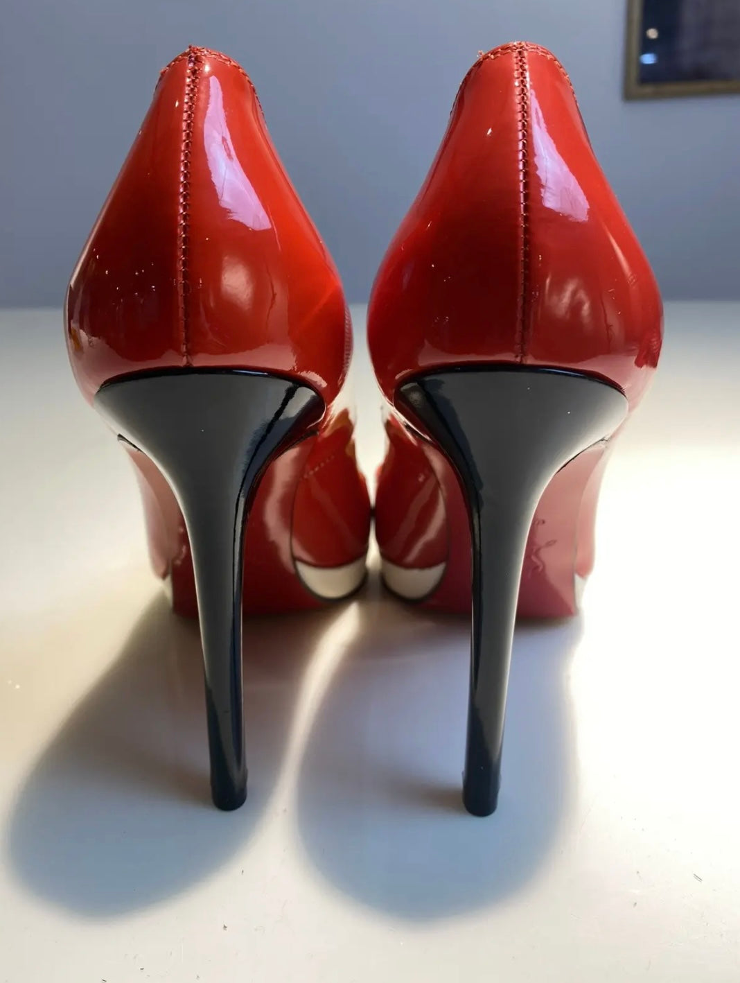 Christian Louboutin Red Patent Pigalle Plato Heels