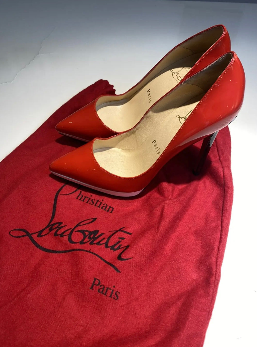 Christian Louboutin Red Patent Pigalle Plato Heels