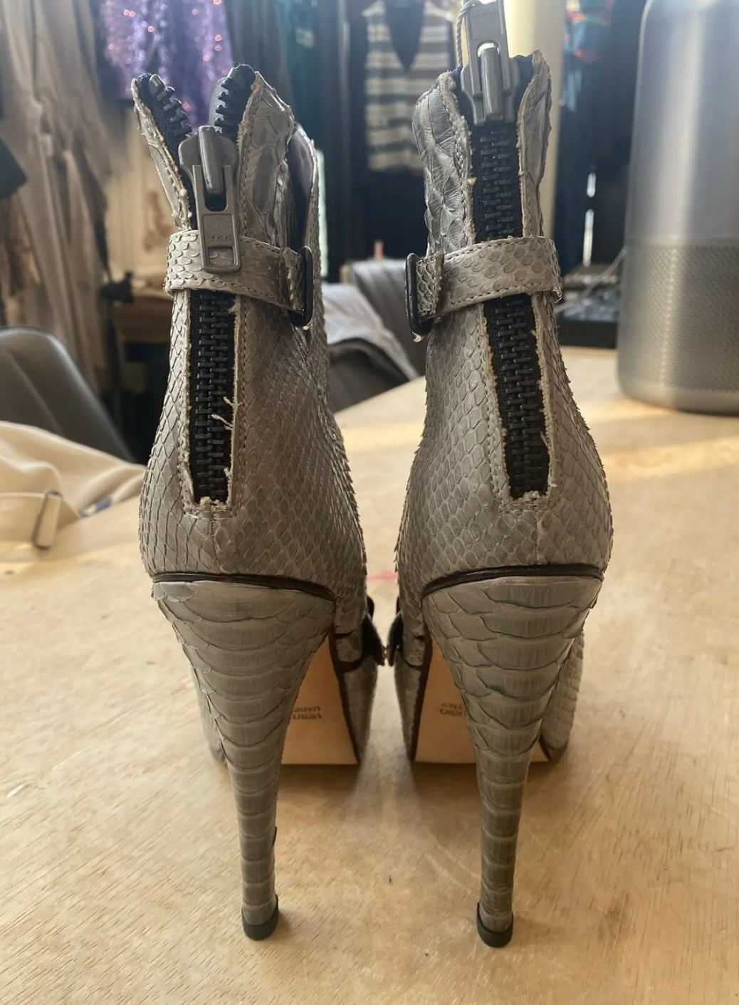 David Eden × Raparo Vero Cuoio Python High Heels Platform