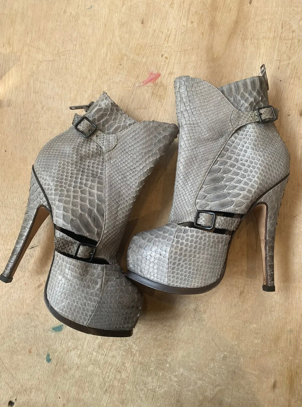 David Eden × Raparo Vero Cuoio Python High Heels Platform