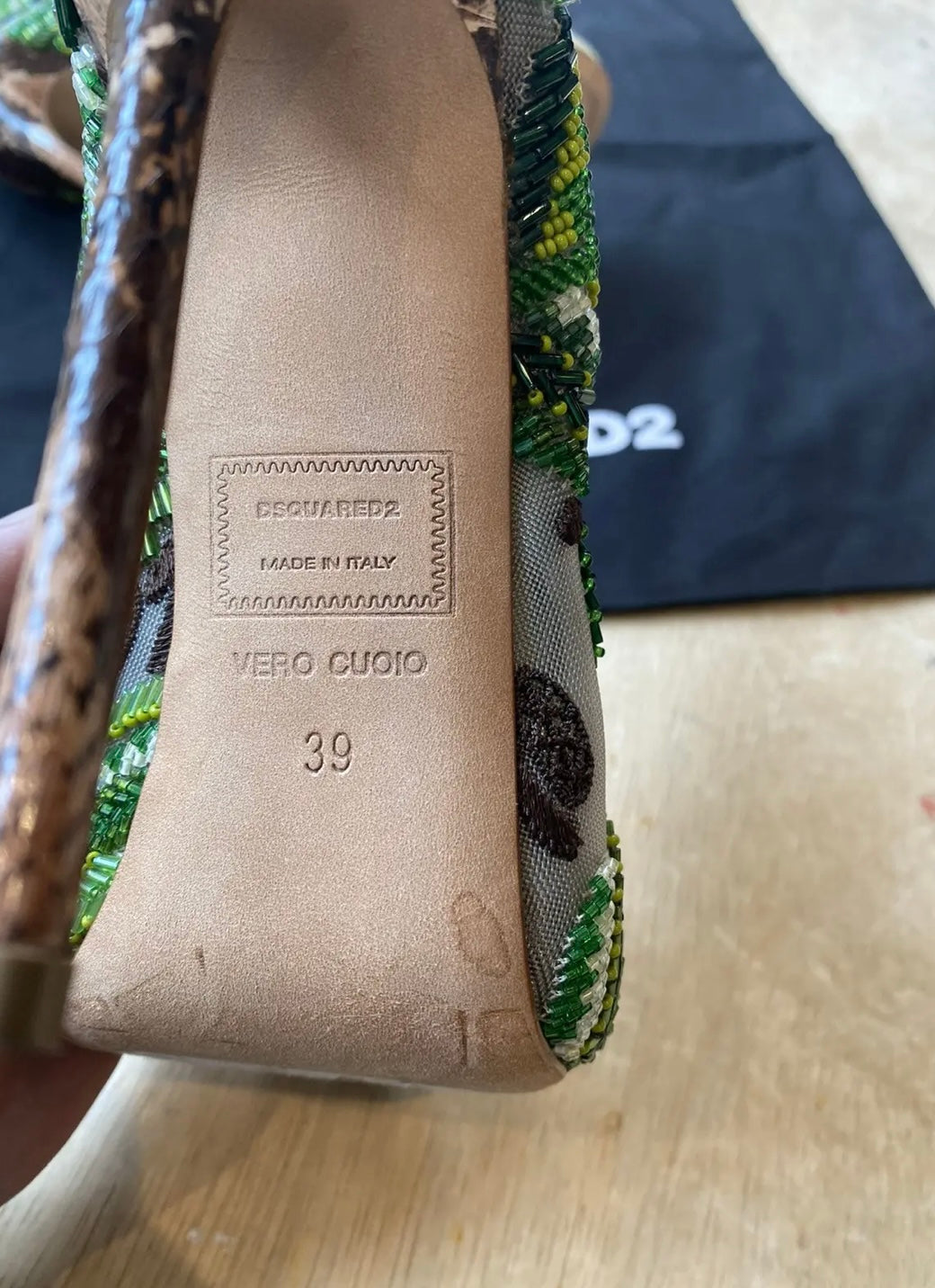 David Eden × Dsquared2 Python Mesh Embroidered Open Toe Ankle Boots Heels