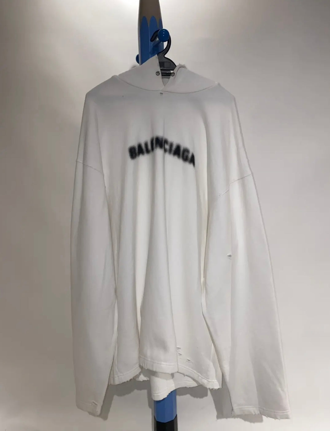 BALENCIAGA Blurred Logo Oversized Distressed Hoodie
