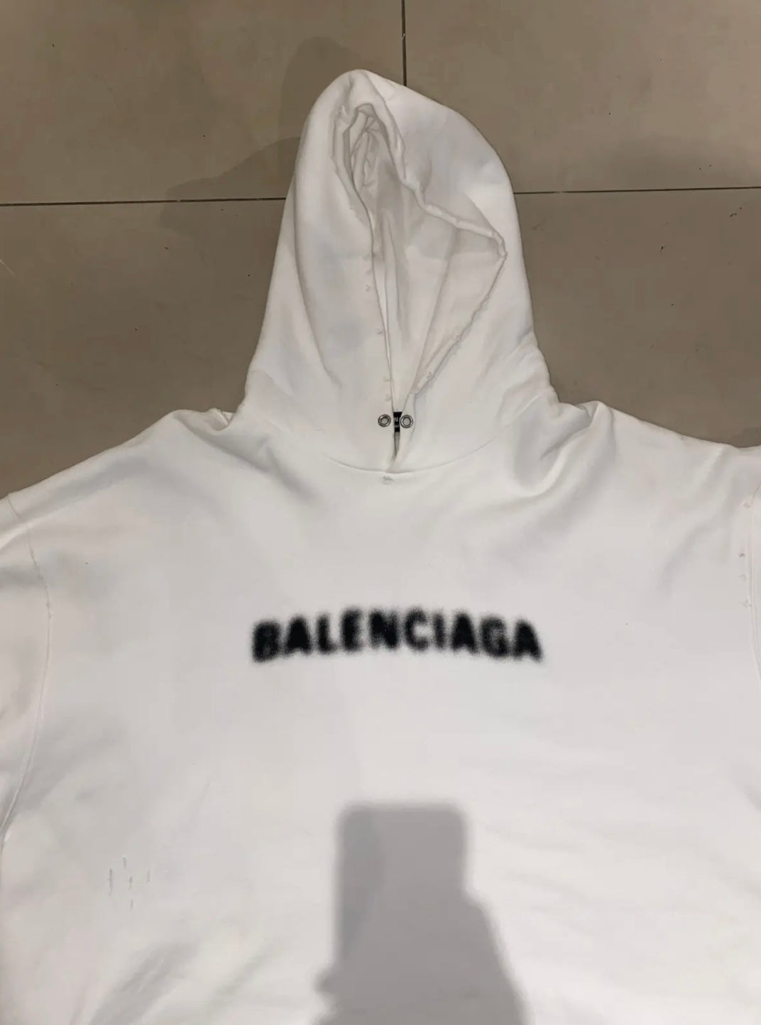 BALENCIAGA Blurred Logo Oversized Distressed Hoodie