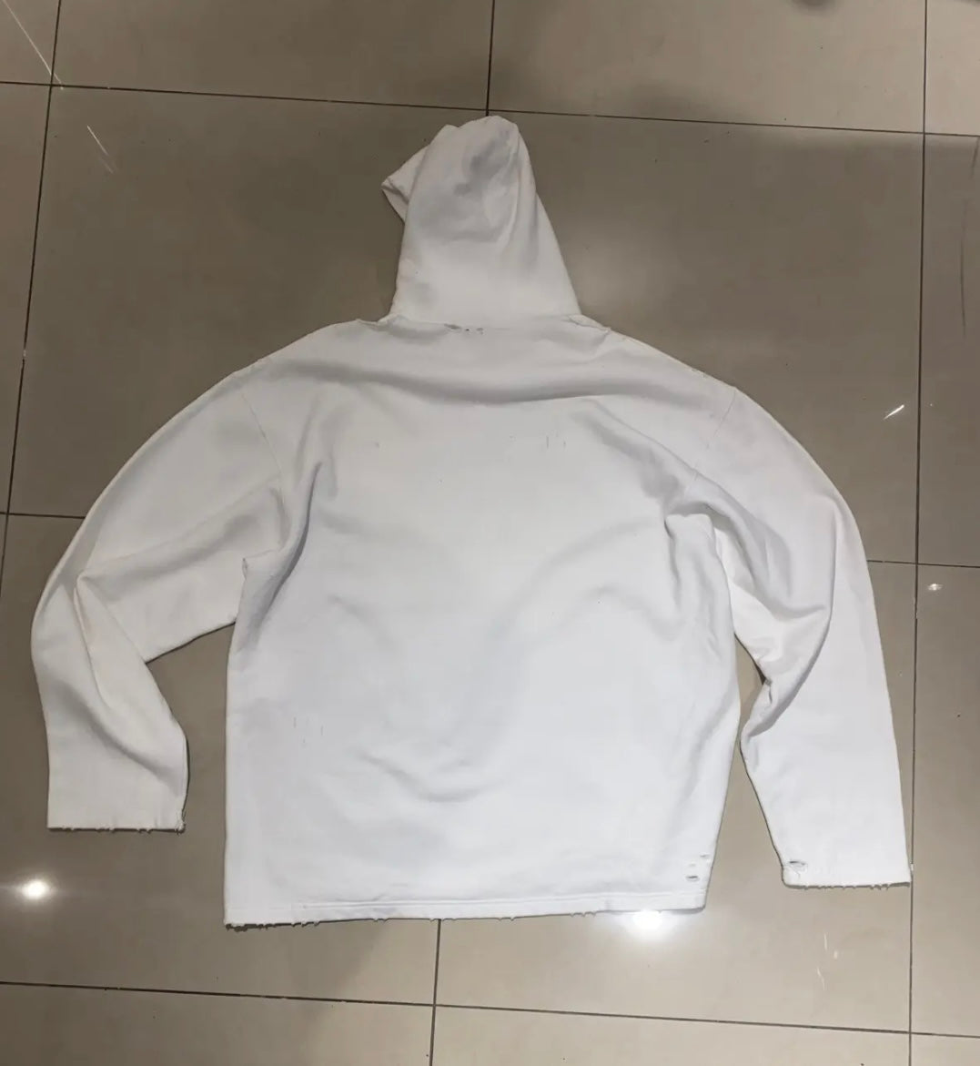 BALENCIAGA Blurred Logo Oversized Distressed Hoodie