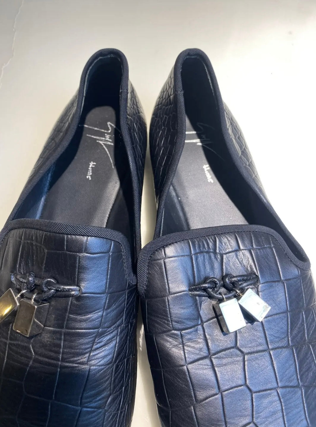 Giuseppe Zanotti Black Croc-Embossed Leather Loafers