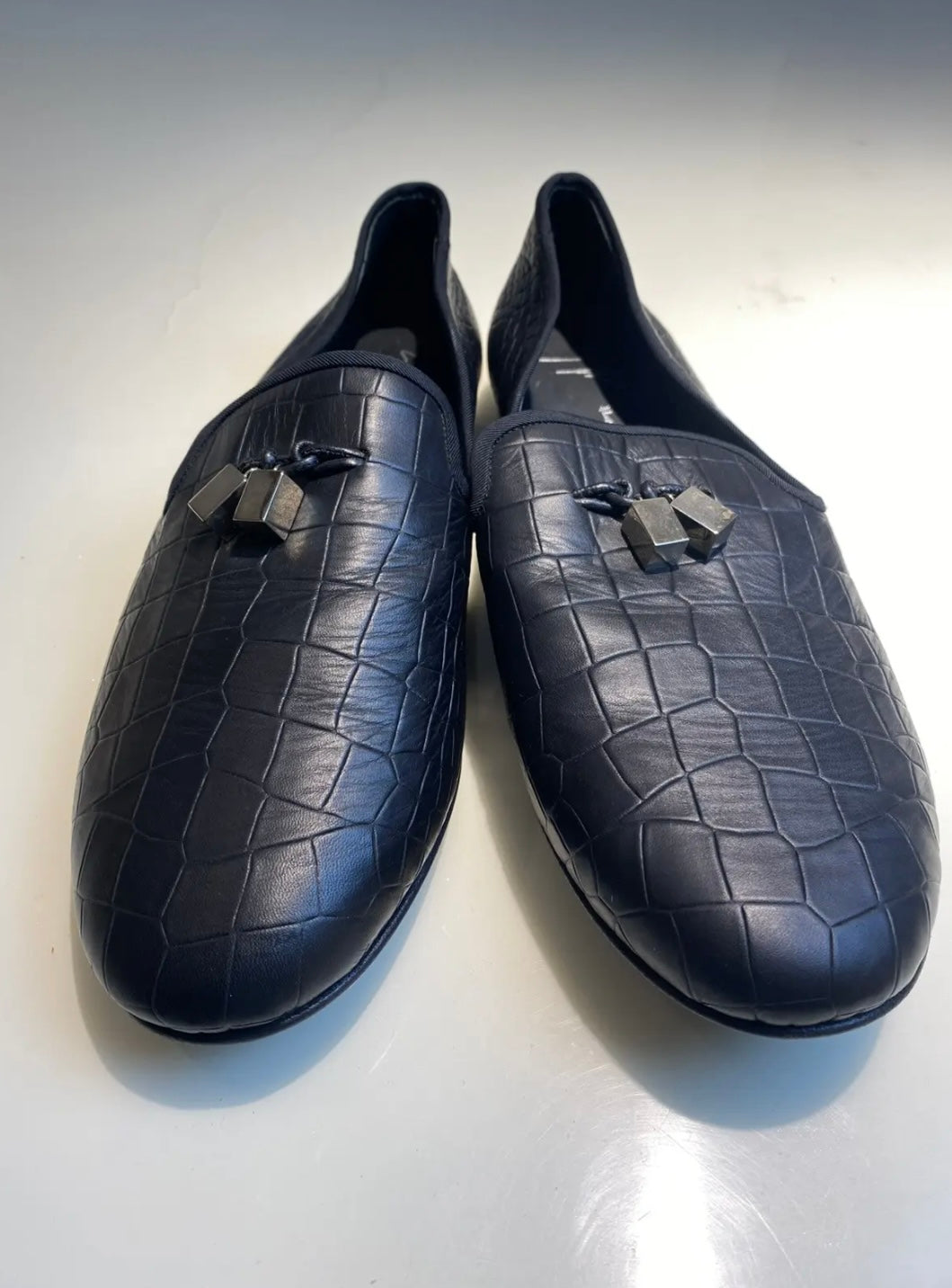 Giuseppe Zanotti Black Croc-Embossed Leather Loafers