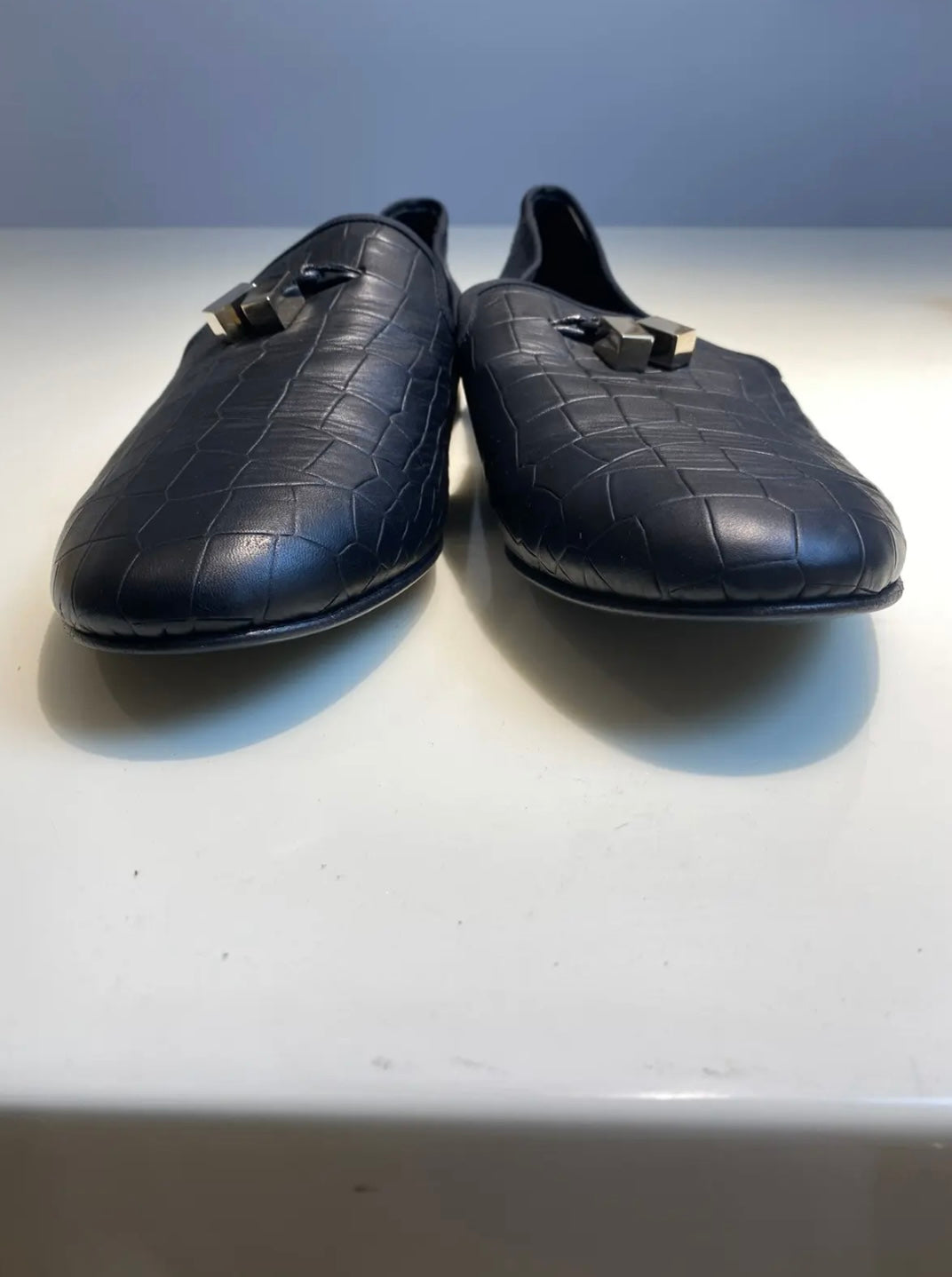 Giuseppe Zanotti Black Croc-Embossed Leather Loafers