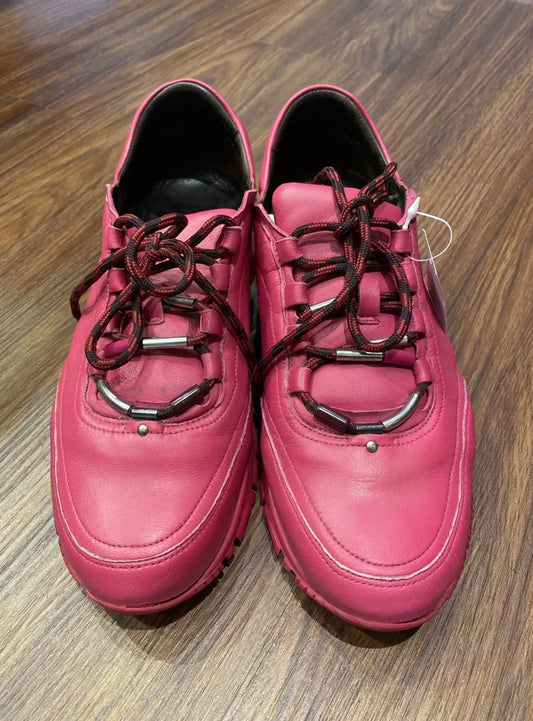 Lanvin Pink Leather Lace-Up Sneakers
