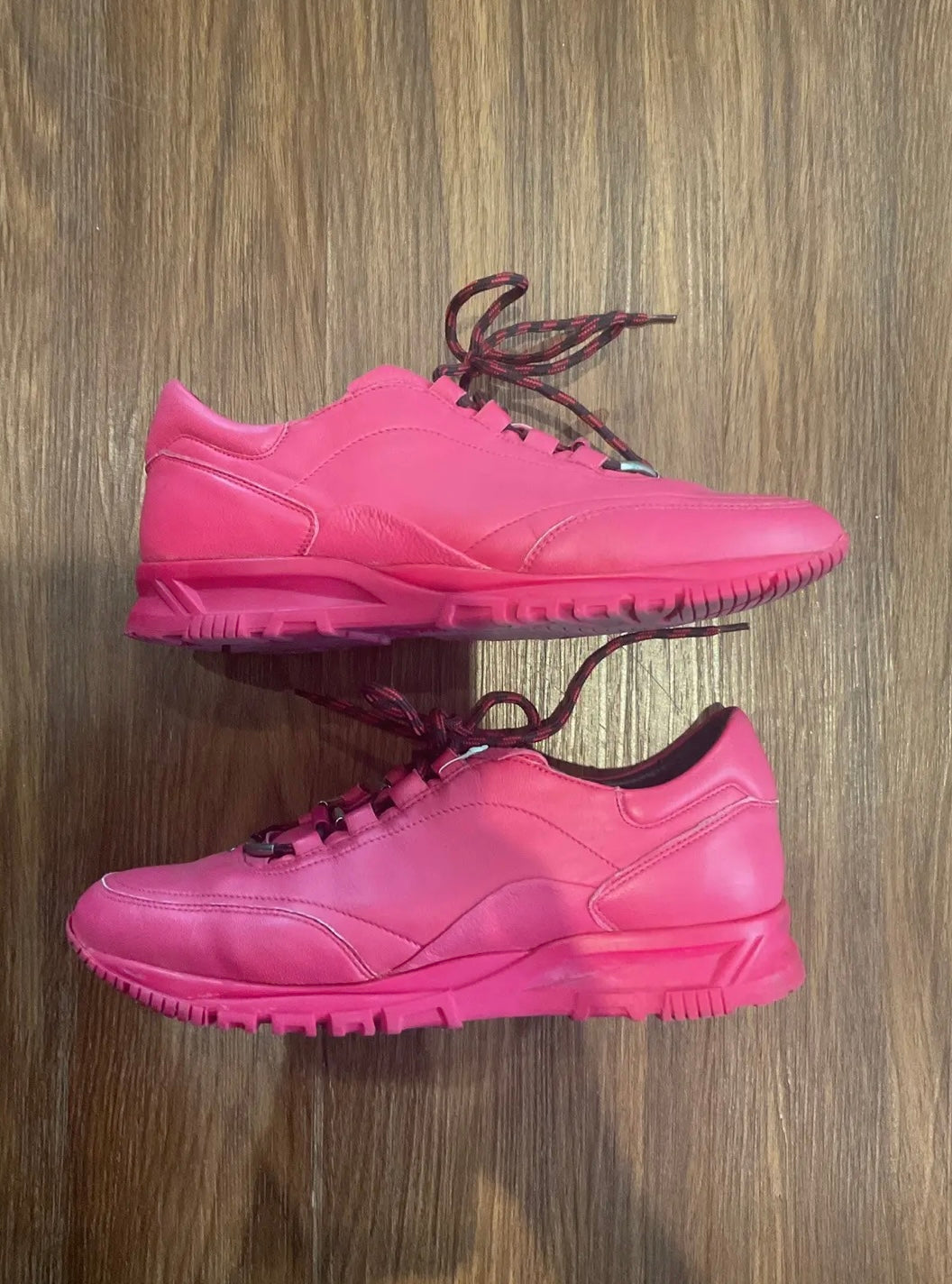 Lanvin Pink Leather Lace-Up Sneakers