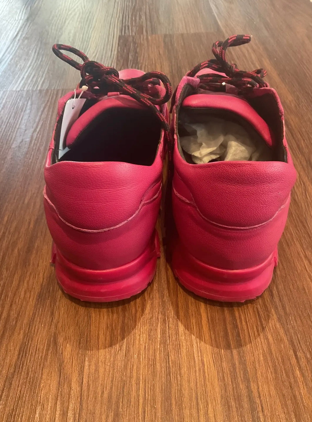 Lanvin Pink Leather Lace-Up Sneakers