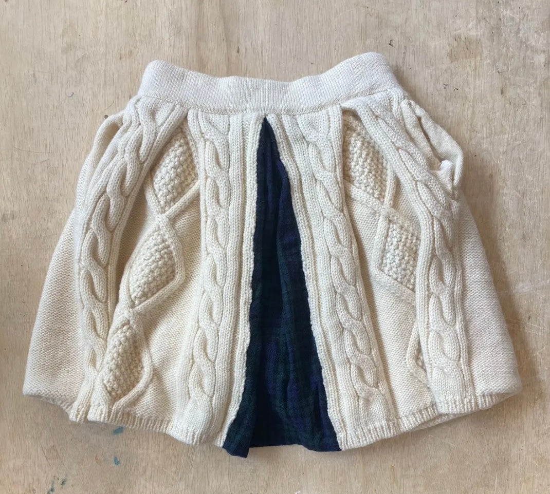 BEAMS BOY Beige Cable Knit Mini Skirt