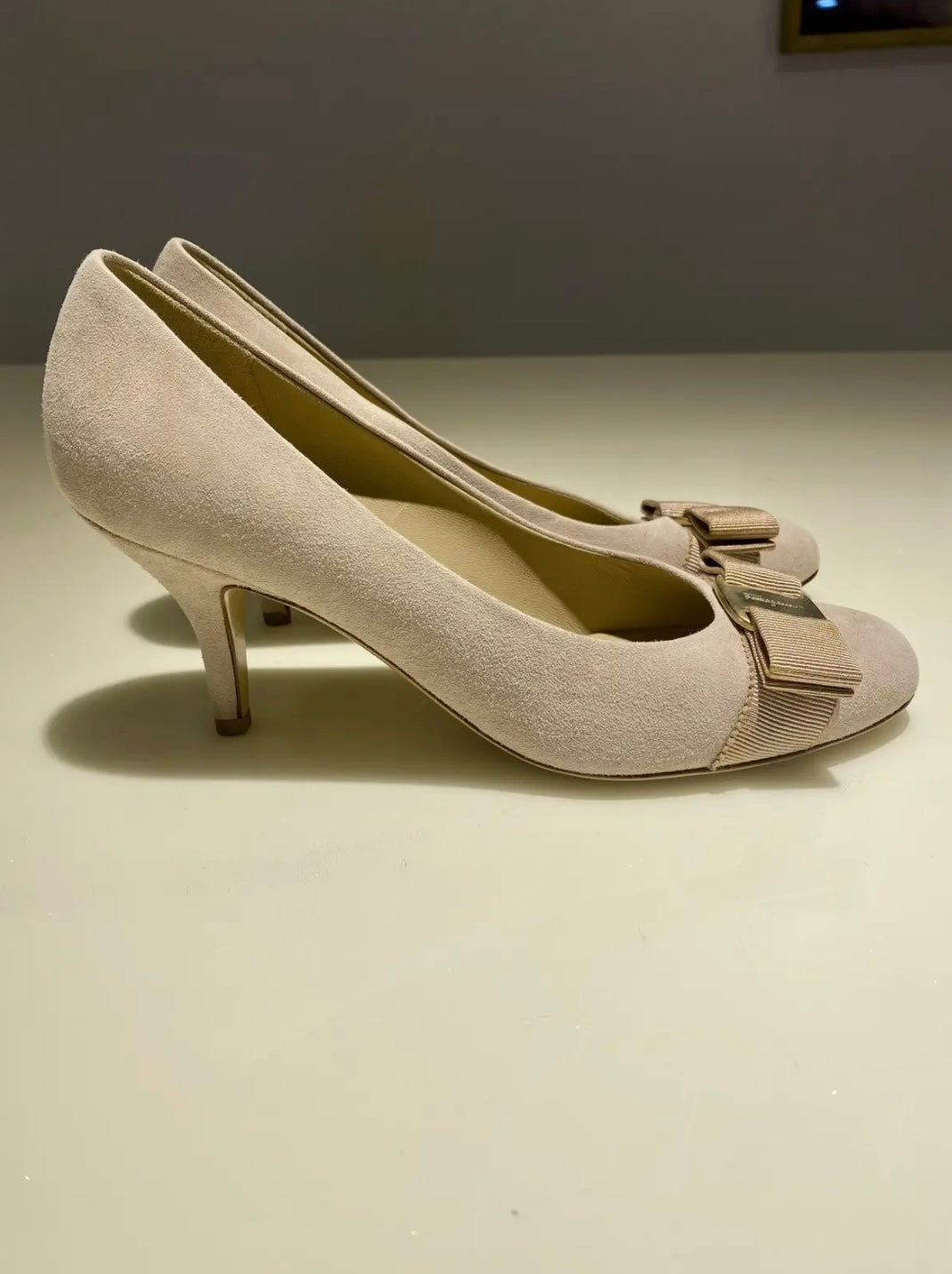Salvatore Ferragamo Vara Bow Peep Toe Heels