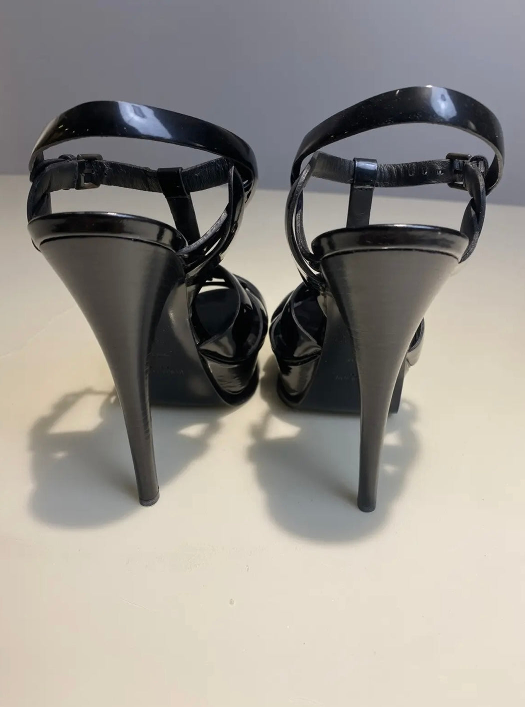 YSL Black Patent Leather Tribute Heels