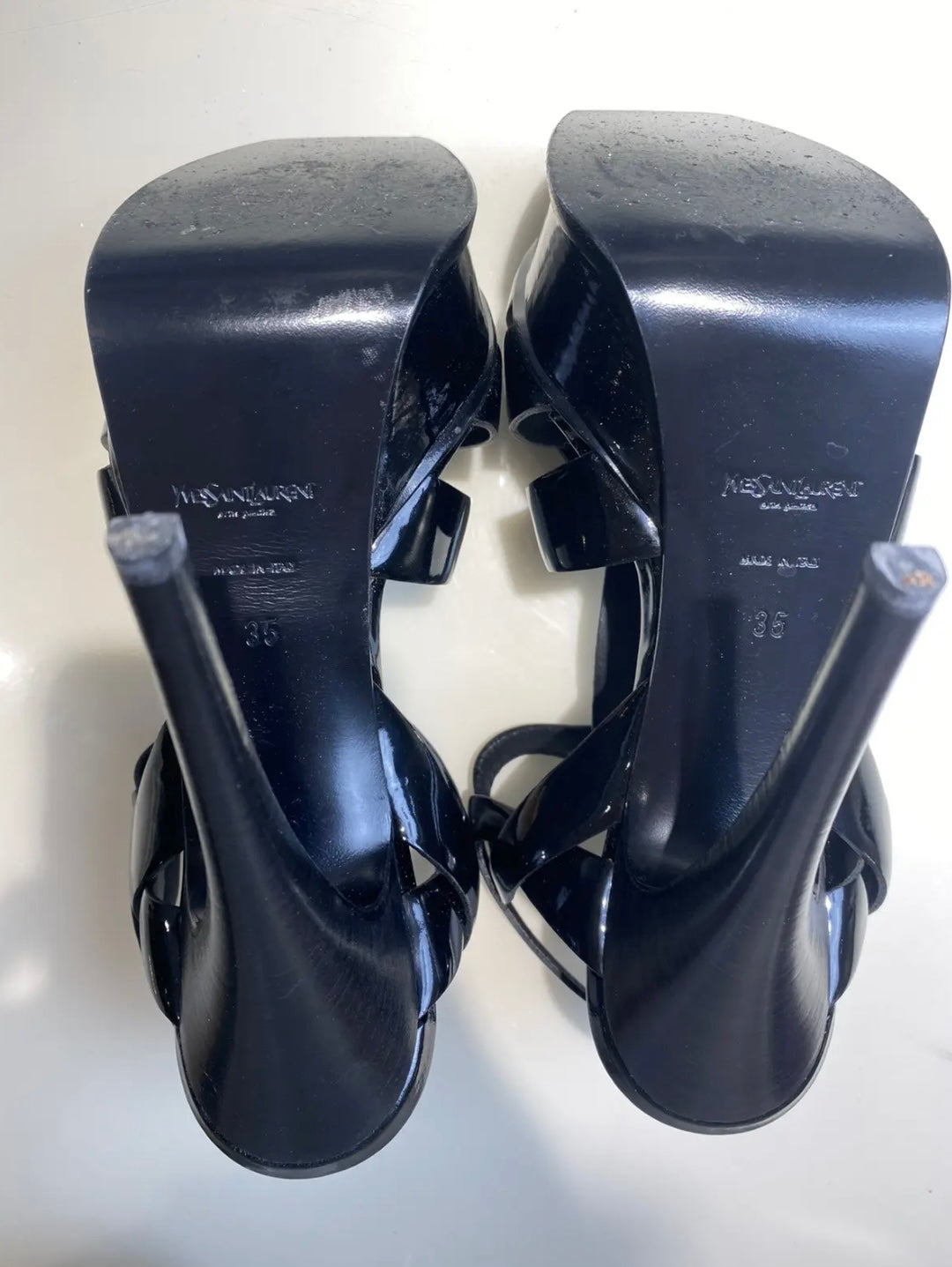 YSL Black Patent Leather Tribute Heels