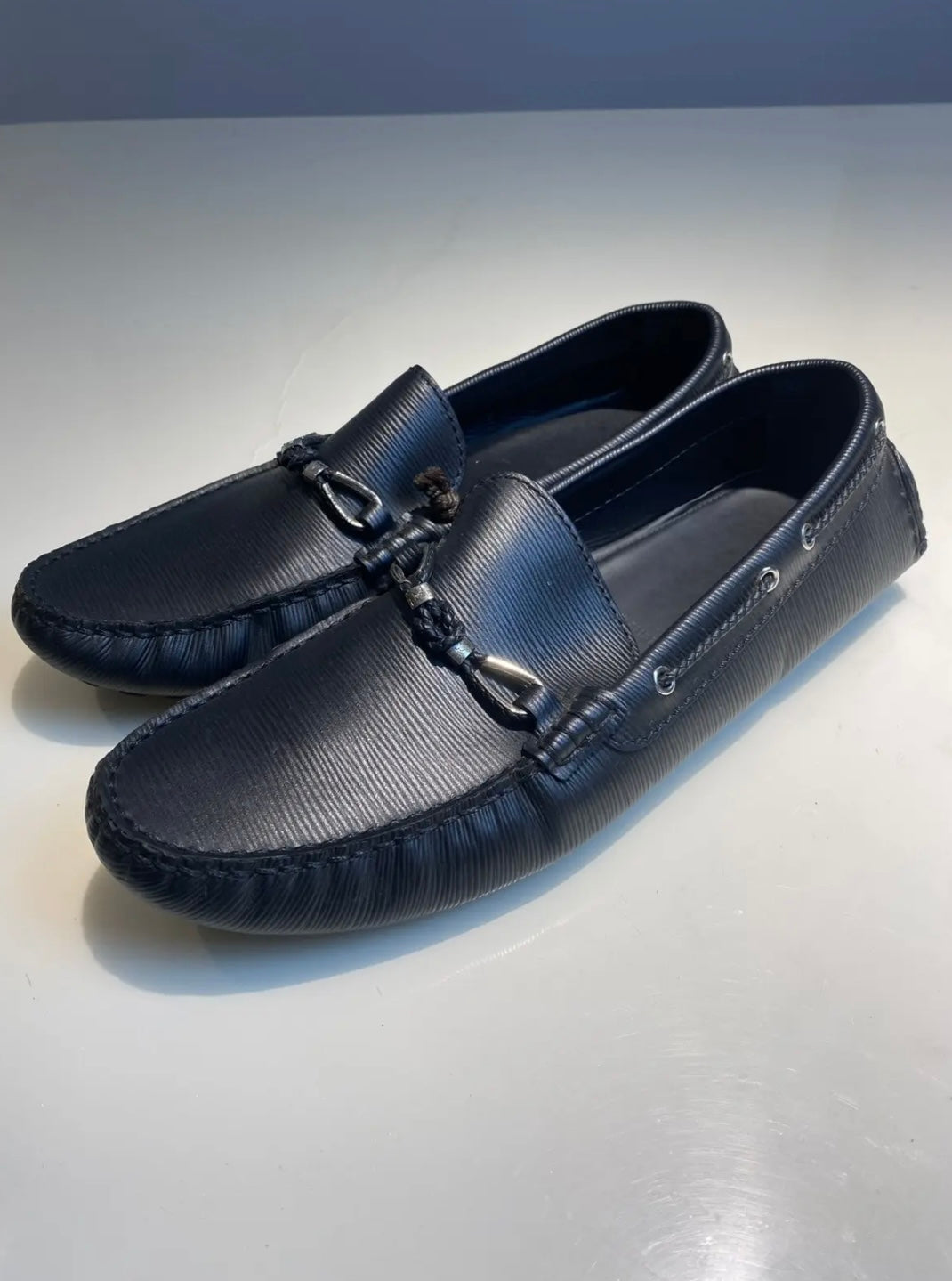 Louis Vuitton Black Epi Leather Braid Knot Loafers