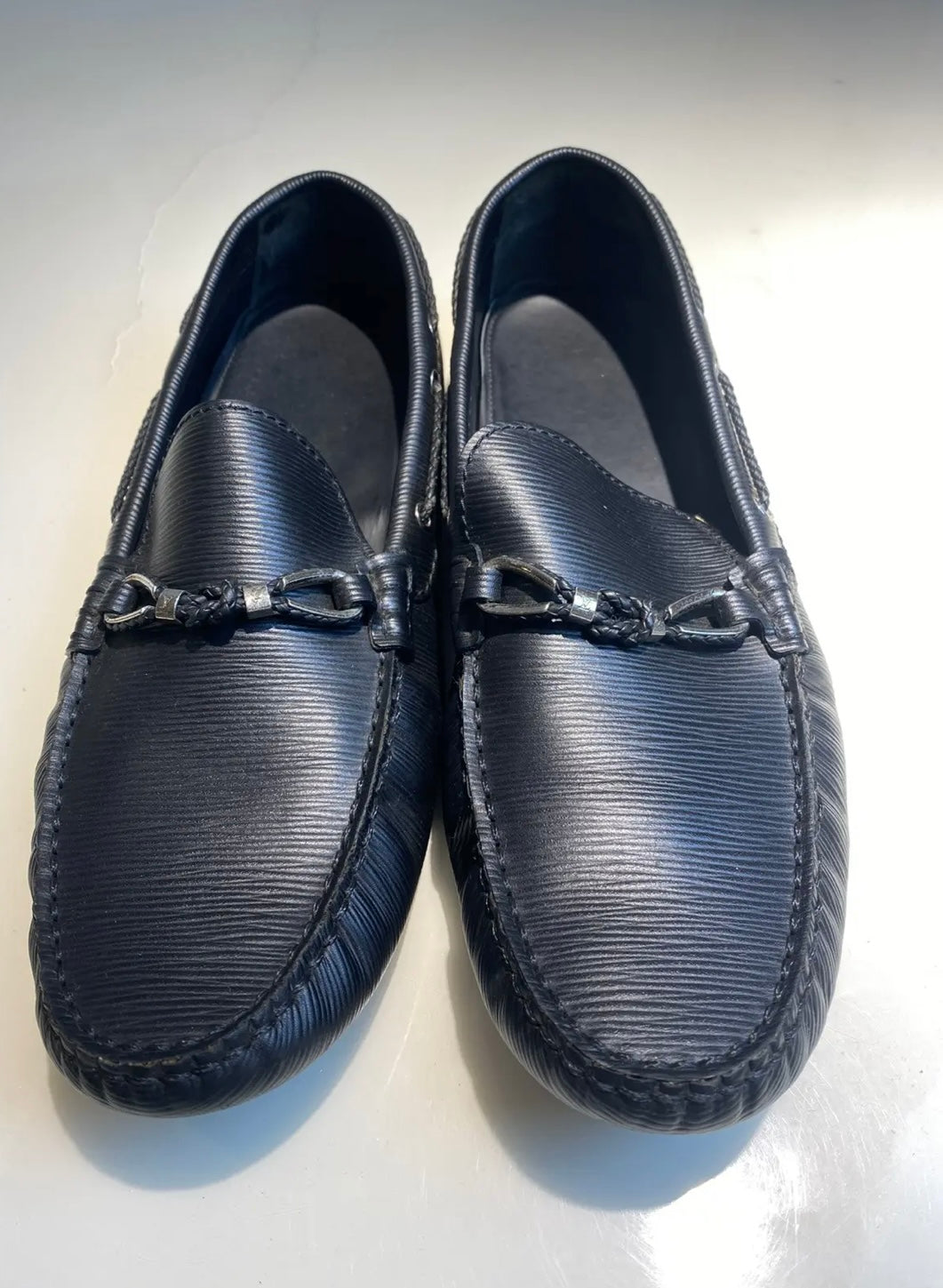 Louis Vuitton Black Epi Leather Braid Knot Loafers
