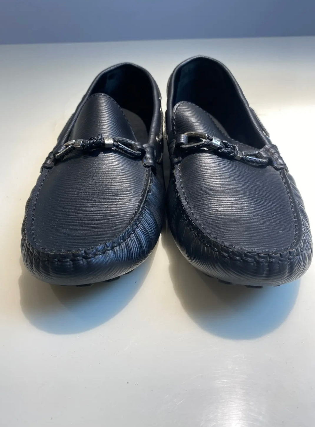 Louis Vuitton Black Epi Leather Braid Knot Loafers
