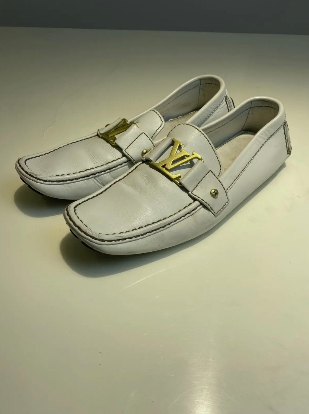Louis Vuitton Monte Carlo White Leather Moccasins