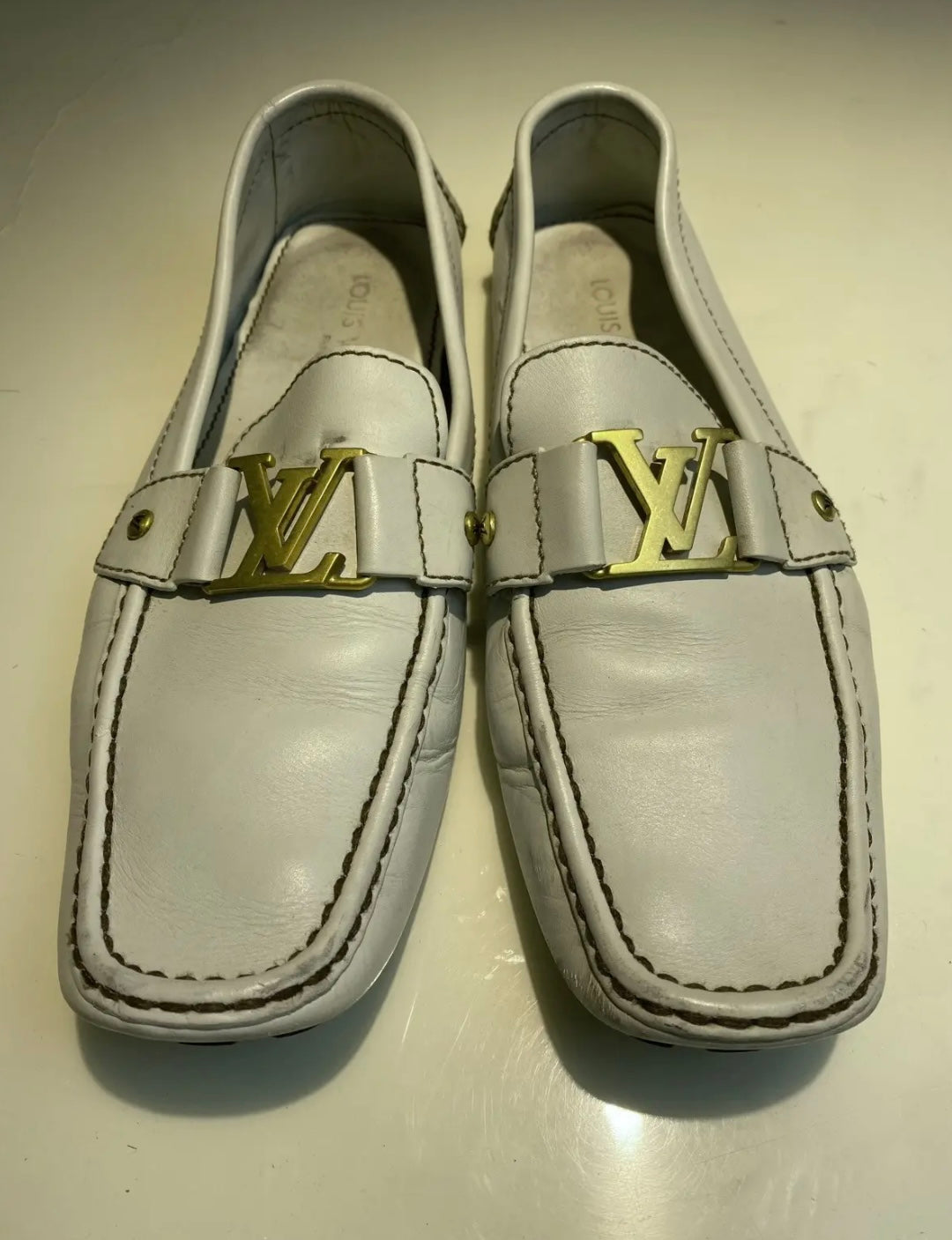Louis Vuitton Monte Carlo White Leather Moccasins