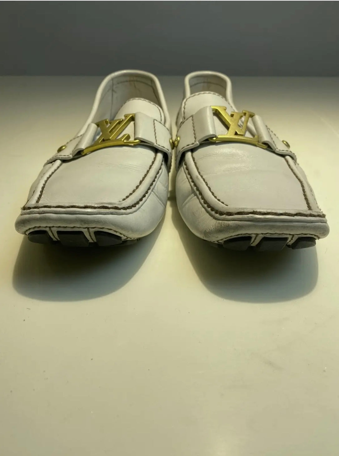 Louis Vuitton Monte Carlo White Leather Moccasins