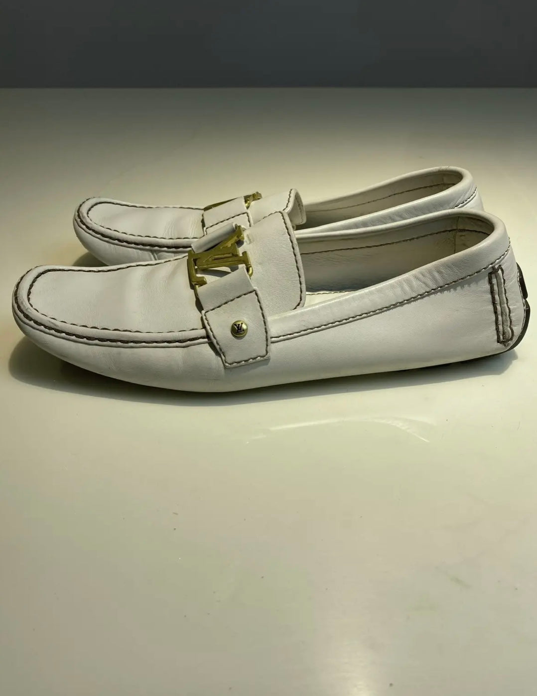 Louis Vuitton Monte Carlo White Leather Moccasins