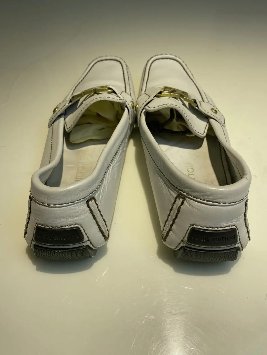 Louis Vuitton Monte Carlo White Leather Moccasins