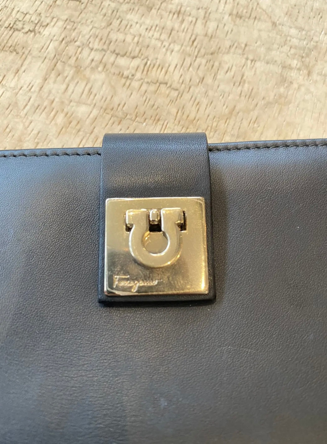 Salvatore Ferragamo Long Wallet with Gold-Tone Clasp