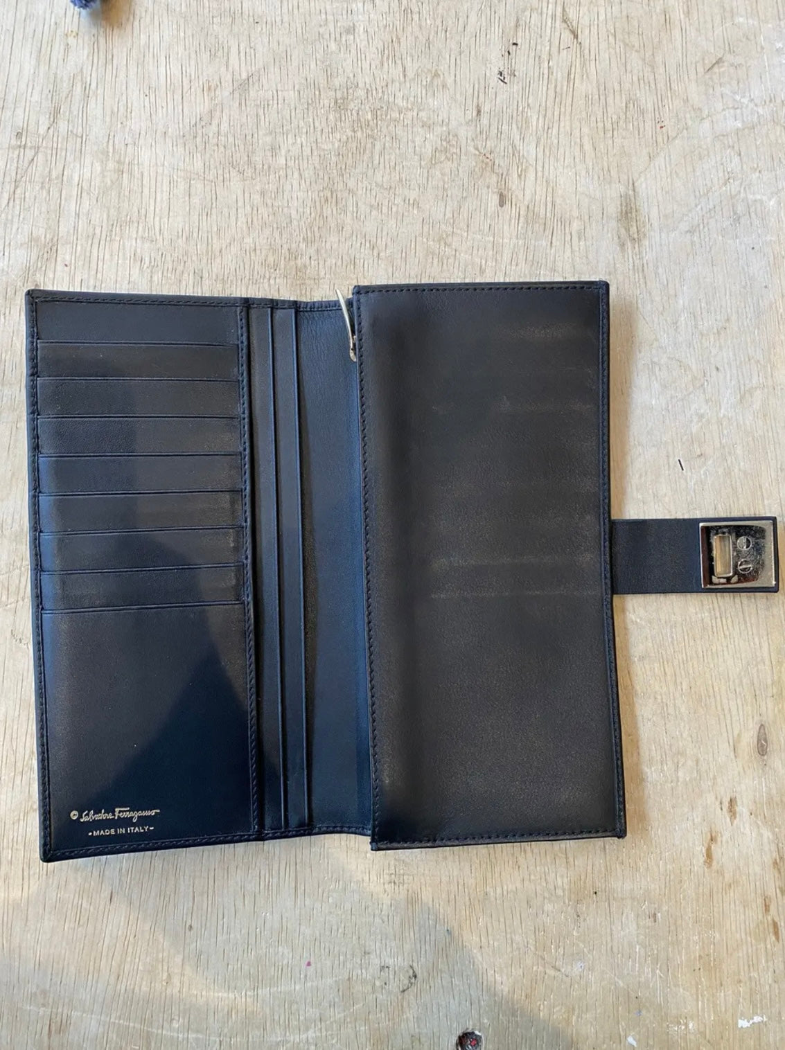 Salvatore Ferragamo Long Wallet with Gold-Tone Clasp