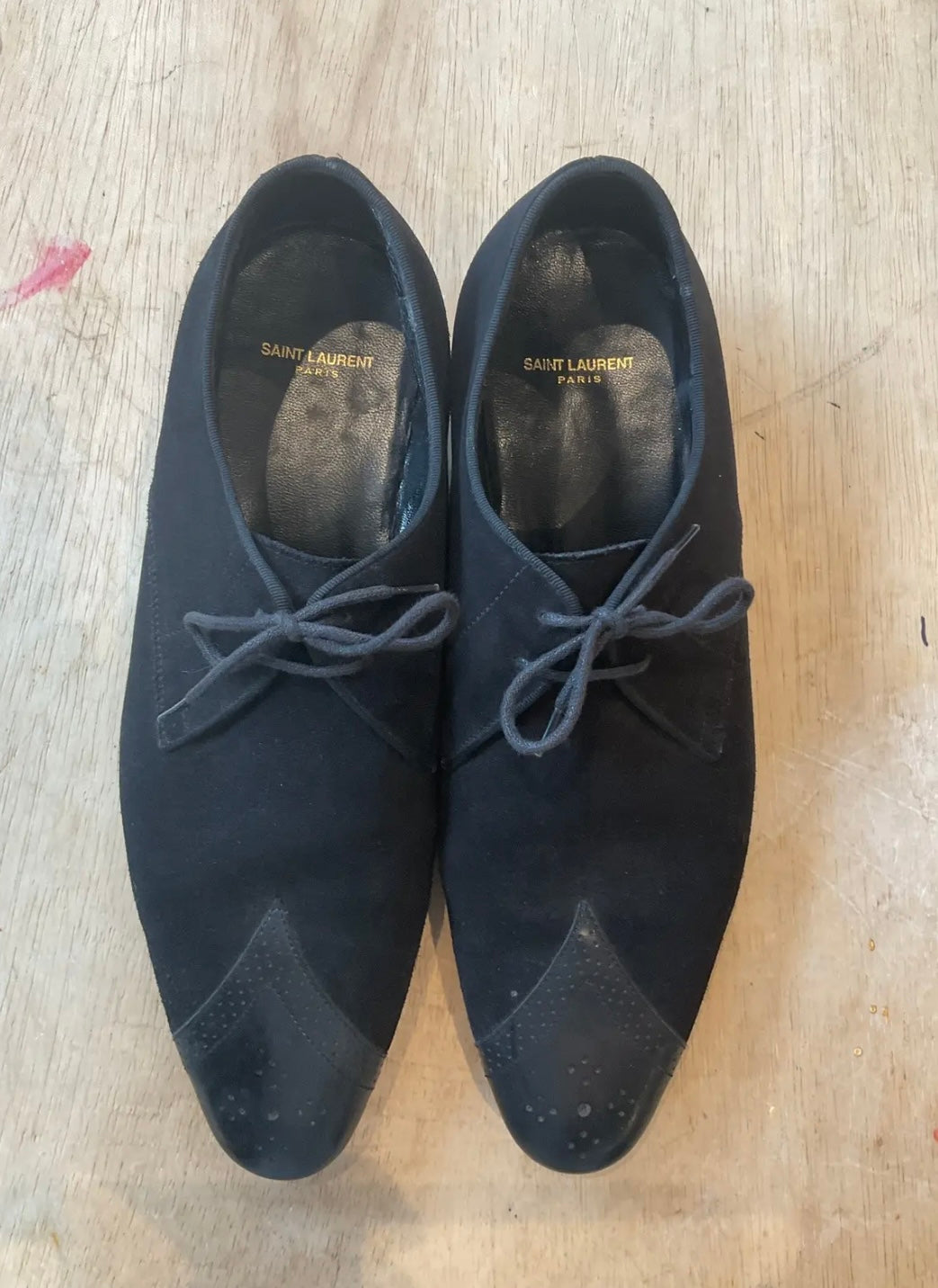 Saint Laurent Paris Suede & Leather Brogue Dress Shoes