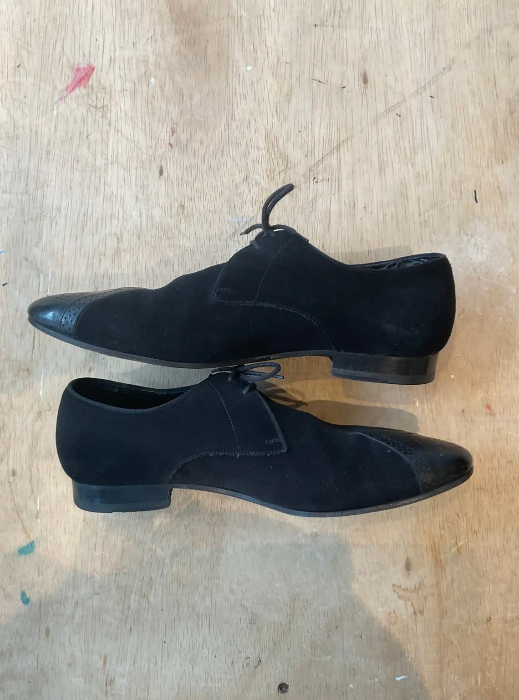 Saint Laurent Paris Suede & Leather Brogue Dress Shoes